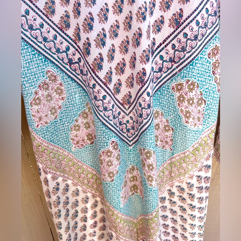 𝗦𝗢𝗟𝗗 SIMRANE Paris ‘Kate Dress’ Elegant Blockprint 100% Cotton Maxi Dress - Picture 7 of 14